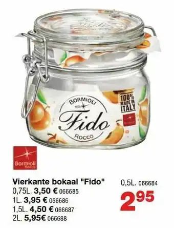 Vierkante bokaal fido