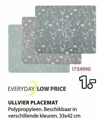 Jysk Ullvier placemat aanbieding