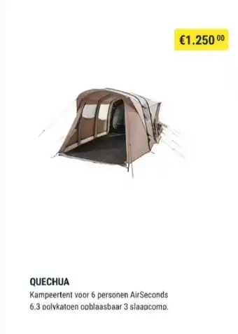 Decathlon Quechua Kampeertent voor 6 personen AirSeconds 6.3 polvkatoen opblaasbaar 3 slaapcomp aanbieding