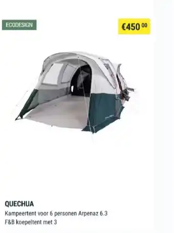 Decathlon Ecodesign Quechua Kampeertent voor 4 personen Arpenaz 6.2 F&B Koepeltent met 3 aanbieding
