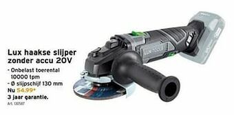 GAMMA Lux haakse slijper zonder accu 20v aanbieding