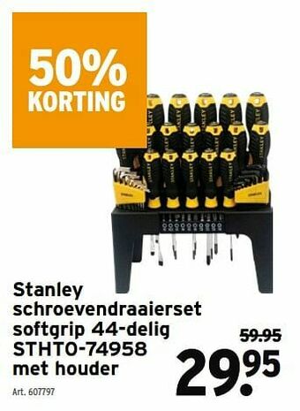 GAMMA Stanley schroevendraaierset softgrip 44-delig stht0-74958 met houder aanbieding