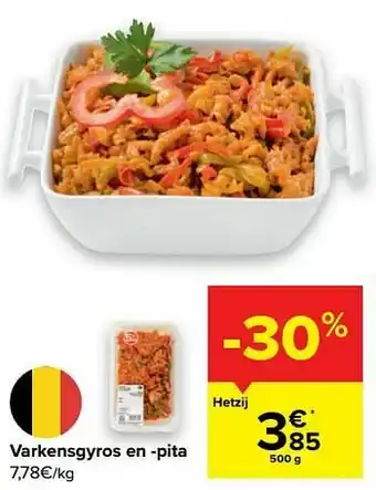 Carrefour Varkensgyros en -pita aanbieding
