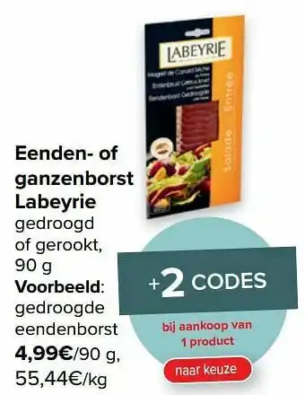 Carrefour Labeyrie gedroogde eendenborst aanbieding
