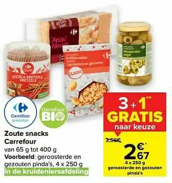 Carrefour Geroosterde en gezouten pinda`s aanbieding