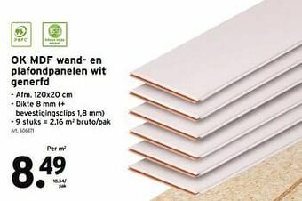 GAMMA Ok mdf wand- en plafondpanelen wit generfd aanbieding