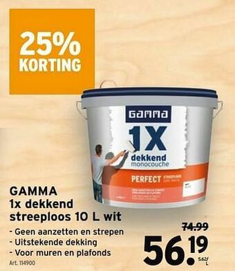 GAMMA Gamma 1x dekkend streeploos wit aanbieding