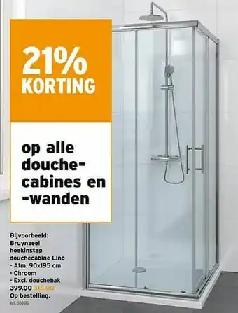 Bruynzeel hoekinstap douchecabine lino