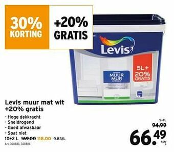 GAMMA Levis muur mat wit aanbieding