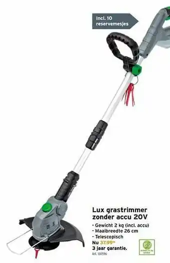 GAMMA Lux grastrimmer zonder accu 20v aanbieding