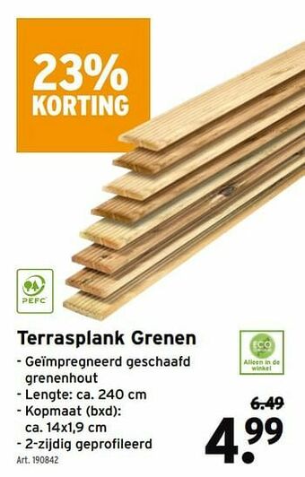 Terrasplank grenen