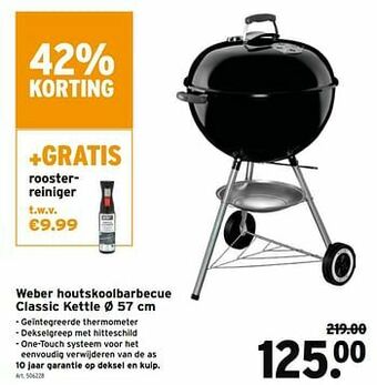GAMMA Weber houtskoolbarbecue classic kettle aanbieding