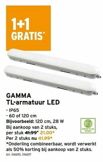 GAMMA Gamma tl-armatuur led aanbieding