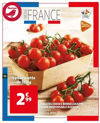 Auchan Tomates Cerises Rondes Grappes Filière Responsable Auchan aanbieding