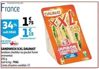 Auchan Sandwich XXL Daunat aanbieding