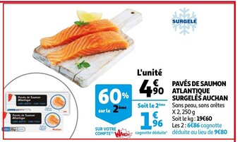 Auchan Pavés De Saumon Atlantique Surgelés Auchan aanbieding