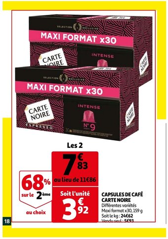 Auchan Capsules De Café Carte Noire aanbieding