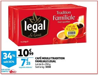 Auchan Café Moulu Tradition Familiale Legal aanbieding