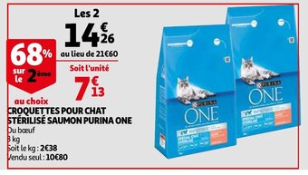 Auchan Croquettes Pour Chat Stérilisé Saumon Purina One aanbieding