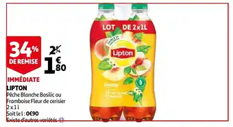 Auchan Lipton Pêche Blanche Basilic aanbieding