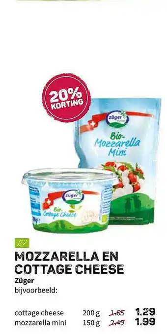 Ekoplaza Mozzarella En Cottage Cheese Züger aanbieding