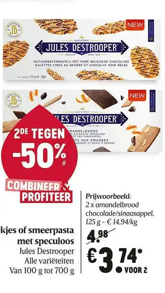 Delhaize Koekjes Of Smeerpasta Met Speculoos Jules Destrooper aanbieding