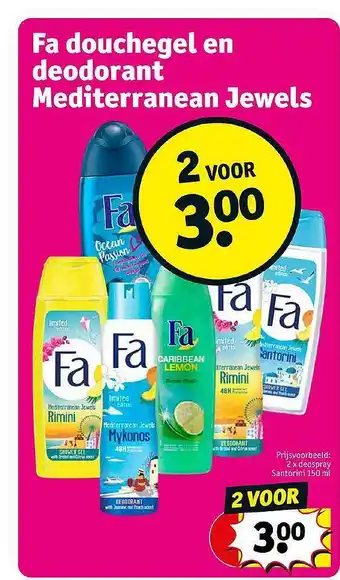 Kruidvat Fa douchegel en deodorant mediterranean jewels aanbieding