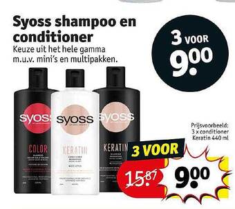 Kruidvat Syoss shampoo en conditioner aanbieding