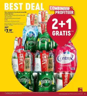 Delhaize Niet-bruisend Of Bruisend Natuurlijk Mineraalwater Contrex, Vittel, Perrier Of Nestle Pure Life aanbieding