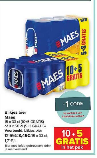 Carrefour Market Blikjes Bier Maes aanbieding