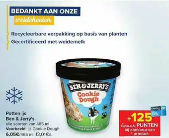 Carrefour Potten Ijs Ben & Jerry's 465ml aanbieding