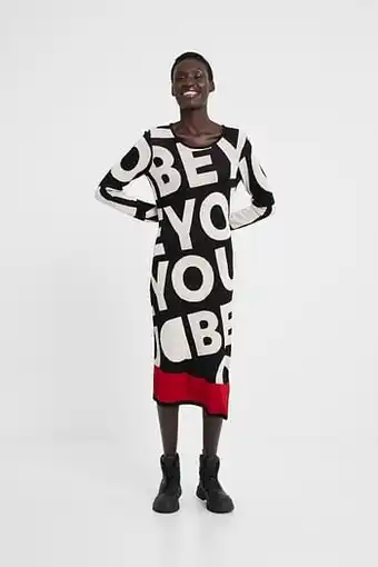Desigual Slim fit midi-jurk - BLACK - S aanbieding