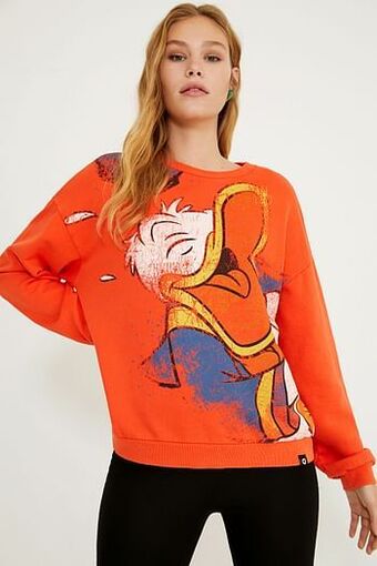Fleece Donald Duck-sweatshirt - ORANGE - L