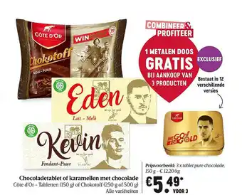 Delhaize Chocoladetablet Of Karamellen Met Chocolade Côte D'or Tabletten Of Chockotoff aanbieding