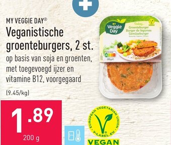 ALDI My veggie day veganistische groenteburgers, 2 st. 200g aanbieding