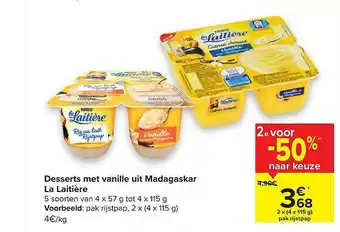 Carrefour Market Desserts Met Vanille Uit Madagaskar La Laitière aanbieding