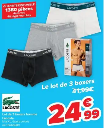 Carrefour Lacoste Lot de 3 boxers homme aanbieding