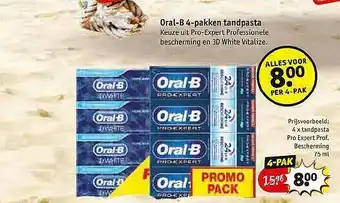 Kruidvat Oral-b 4-pakken Tandpasta 75 ml aanbieding