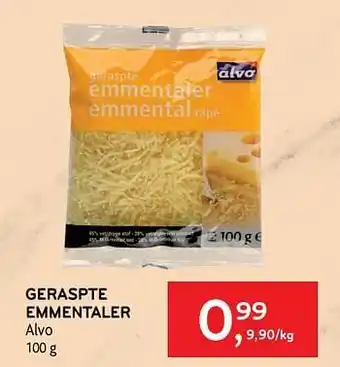 Alvo Geraspte emmentaler alvo 100 g aanbieding