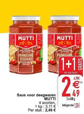 Cora Saus Voor Degwaren Mutti 400g aanbieding