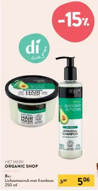 Organic Shop Lichaamsscrub met framboos 250ml