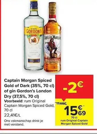 Captain Morgan Spiced Gold Of Dark (37%, 70 Cl) Of Gordon's London Dry