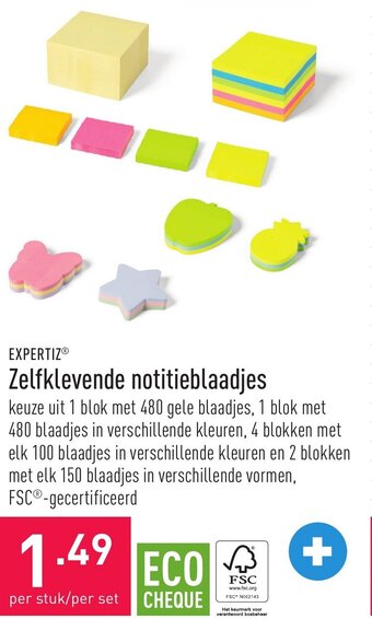 ALDI Expertiz zelfklevende notitieblaadjes aanbieding