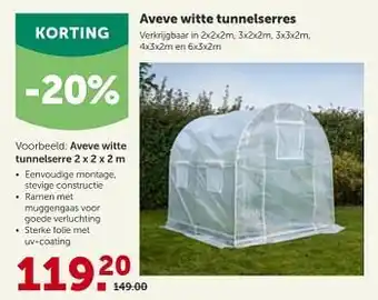 AVEVE Aveve witte tunnelserre 2 x 2 x 2 m aanbieding