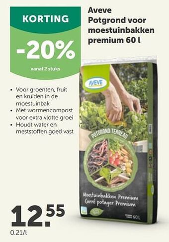 AVEVE Aveve potgrond voor moestuinbakken premium 60 l aanbieding