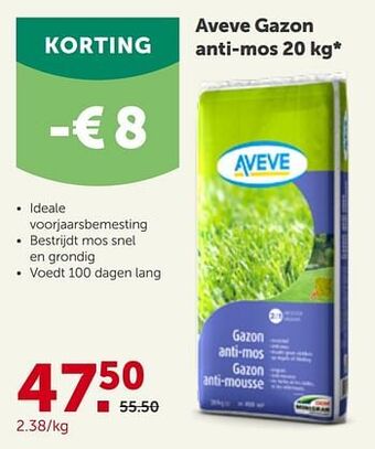 AVEVE Aveve gazon anti-mos 20 kg aanbieding