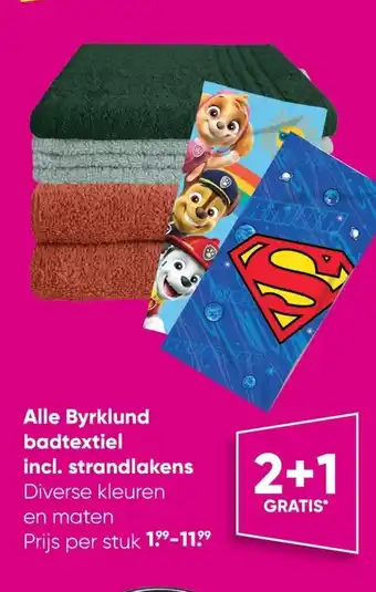 Big Bazar Alle byrklund badtextiel incl. strandlakens aanbieding