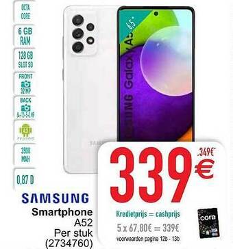 Cora Samsung smartphone a52 aanbieding