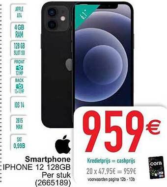 Cora Apple smartphone iphone 12 128gb aanbieding
