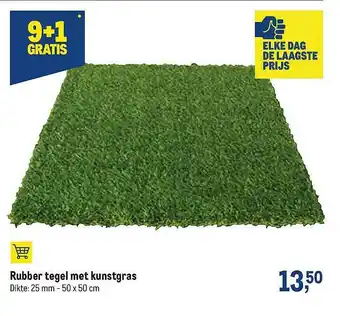 Makro 9+1 Gratis rubber tegel met kunstgras aanbieding